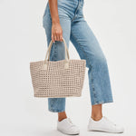 Solstice - Medium  Hand Woven Knot Tote: Nude