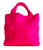 Lily Woven Neoprene Tote with Pouch: WHITE