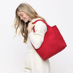 Sky's The Limit - Medium Woven Neoprene Tote: Red