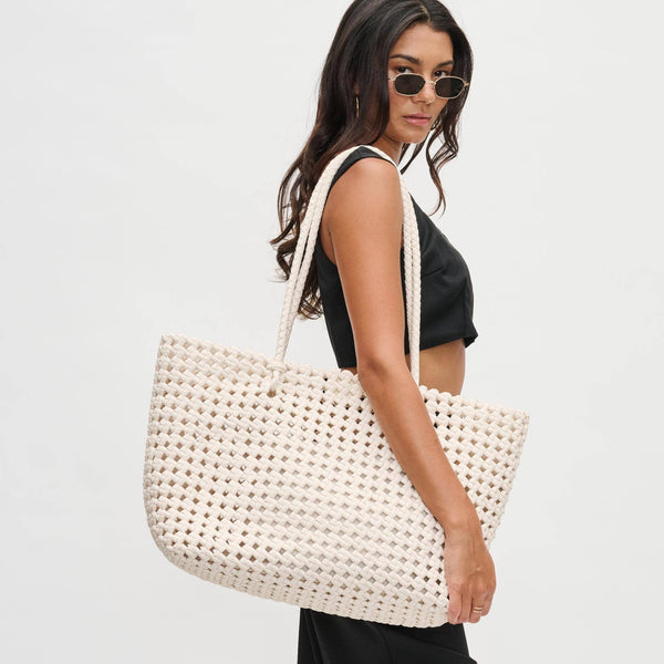 Reflection - Hand Woven Knot Tote: Ivory