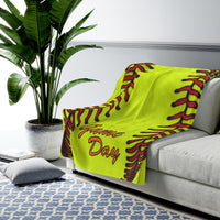 Softball - Orange - Velveteen Plush Blanket