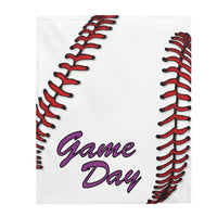 Baseball - Purple - Velveteen Plush Blanket