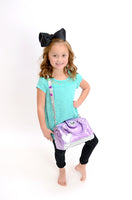 Little Lunch Bag Insulated Purse in Purple and Silver