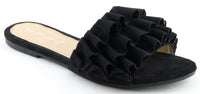 Woman's Black Ruffle Sandals