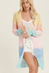 SPRING COLOR BLOCKED OPEN FRONT CARDIGAN