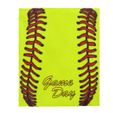 Softball - Yellow - Velveteen Plush Blanket